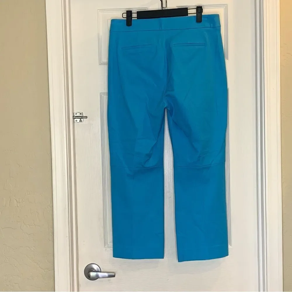J Crew Hayden Kickout Crop Pant in Bi-Stretch Cotton Turquoise Size 8